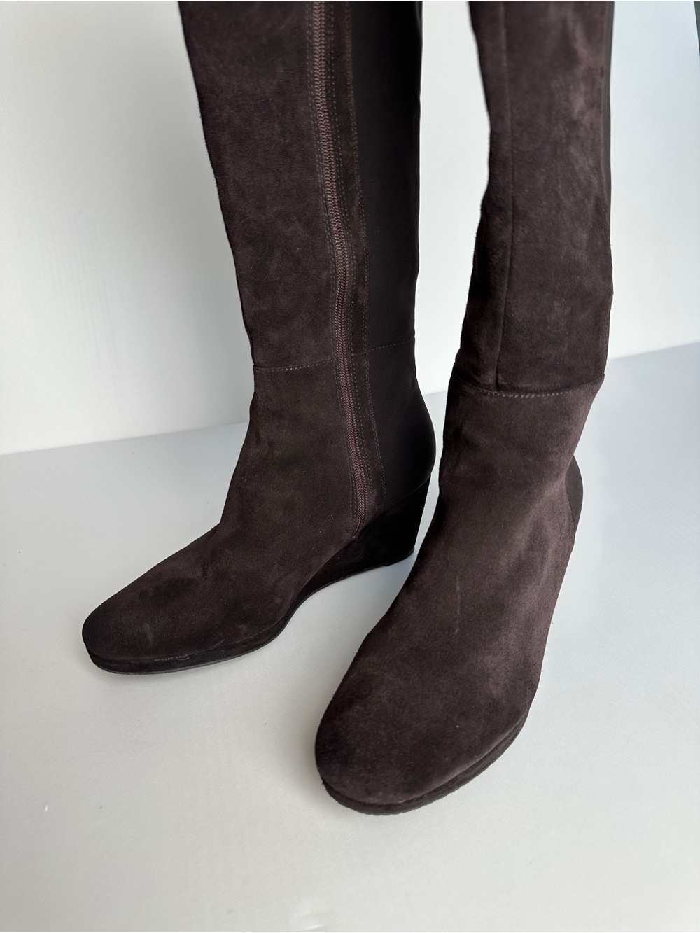Vince Camuto Dark Brown Suede Over-the-Knee Wedge Boots - Picture 4 of 6